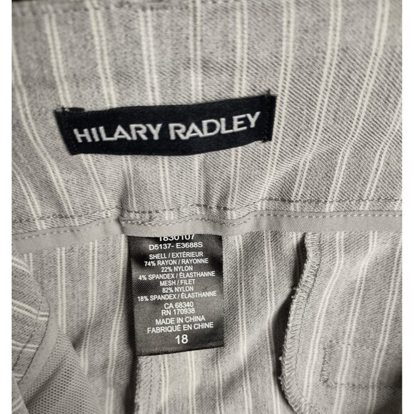 Hilary Radley Crop Pants Size 18 Grey White Stripe Stretch Comfort Waist NWT - Picture 4 of 9
